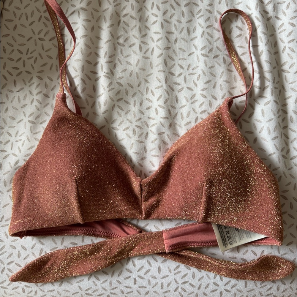 H&M Sparkling Rose Gold Bikini Top